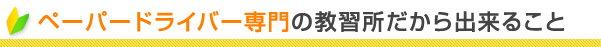 ペーパードライバー専門の教習所だから出来ること